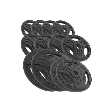 BELTOR ZESTAW 45KG OBCIĄŻENIE ŻELIWNE KIEROWNICA 51MM FASTGRIP