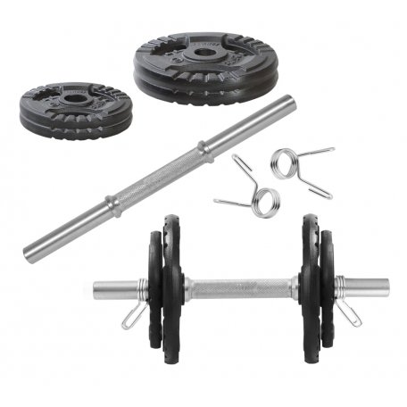 KAWMET HANTLA ŻELIWNA 10KG, gryfik+obciążenie zestaw 10kg