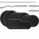 PF Zestaw 100kg obciążenia żeliwne krążek + gryf lekko łamany + gryf prosty 180cm + 2x gryfik 40cm 28mm