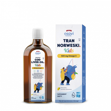 Osavi Tran Norweski Kids, 500mg Omega 3 (Cytryna) - 250 ml.