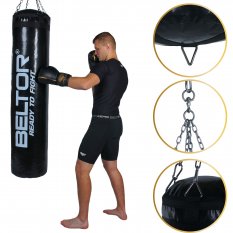 Beltor Treningowy worek bokserski do ćwiczeń wypełniony 150x35 cm + łańcuch