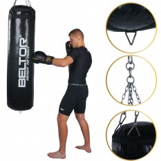 Beltor Treningowy worek bokserski do ćwiczeń wypełniony 120x35 cm + łańcuch