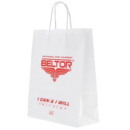 Beltor Papierowa torba na zakupy nagrody z uchwytem biała 250x150x320mm M