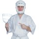 Beltor Kask karate z kratką skórzany KUMITE SHIRO-AKA ochraniacz głowy