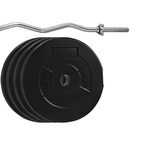 Platinum Fitness Zestaw 26kg obciążenie bitumiczne (4X5kg) + gryf łamany