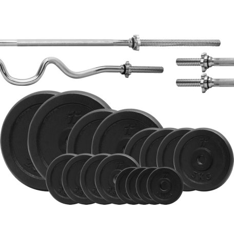 Platinum Fitness ZESTAW 115KG OBCIĄŻENIE ŻELIWNE 29MM + 4 GRYFY