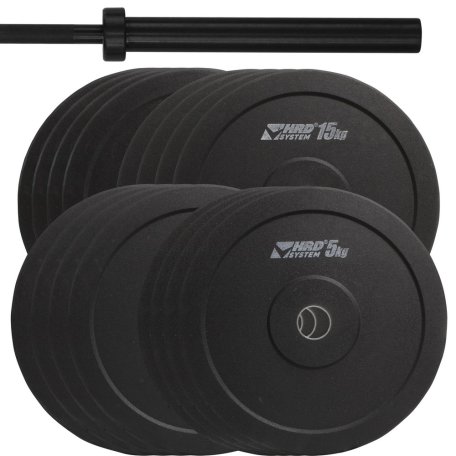 HRD System ZESTAW 220KG OBCIĄŻENIE OLIMPIJSKIE BUMPER + GRYF
