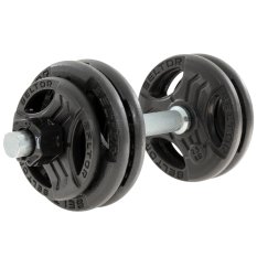 Regulowana hantla żeliwna 15kg + zaciski szczękowe czarne - Beltor