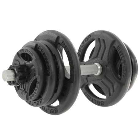 Regulowana hantla żeliwna 25kg + zaciski szczękowe czarne - Beltor