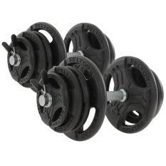 Regulowane hantle żeliwne 2x25kg + zaciski motylkowe czarne - Beltor