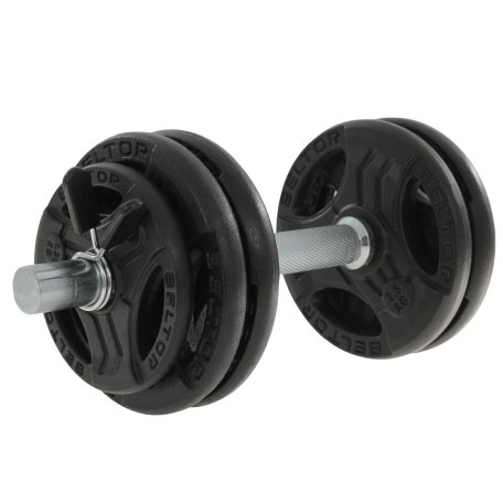 Beltor Regulowana hantla żeliwna 15kg + zaciski motylkowe czarne