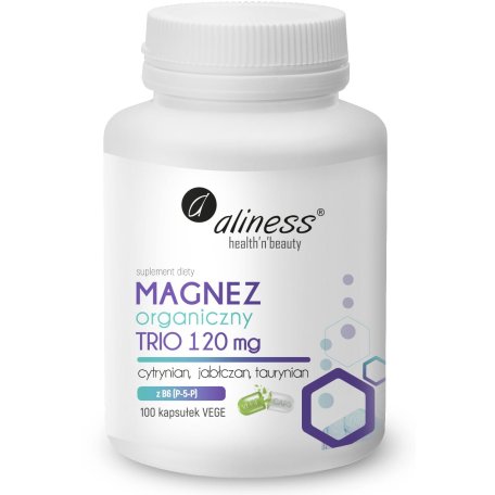 Aliness, Magnez organiczny TRIO 120 mg z B6 (P-5-P) x 100 VEGE kaps