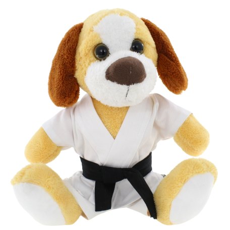 BELTOR Maskotka Karate PIES ciemny 35cm- Pluszowy Przyjaciel Każdego Karateki
