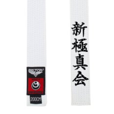BELTOR BIAŁY PAS KARATE SHINKYOKUSHINKAI Z HAFTEM DO KIMONA KARATEGI