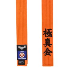 POMARAŃCZOWY PAS KARATE KYOKUSHINKAI Z HAFTEM DO KIMONA KARATEGI