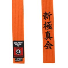 BELTOR POMARANCZOWY PAS KARATE SHINKYOKUSHINKAI Z HAFTEM DO KIMONA KARATEGI