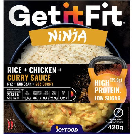 Get It Fit NINJA GOTOWE DANIE WYSOKOBIAŁKOW Ryż z kurczakiem w sosie curry JoyFood