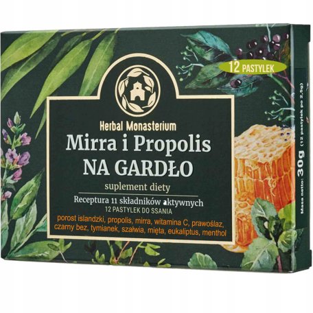 Herbal Monasterium Mirra i Propolis na Gardło 12 pastylek